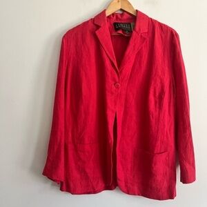 Finity Naturals Red Orange 100% Linen Single Button Blazer
